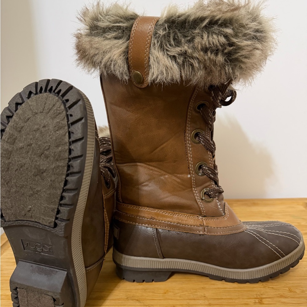 Sugar Brown Faux Fur Winter Boots
